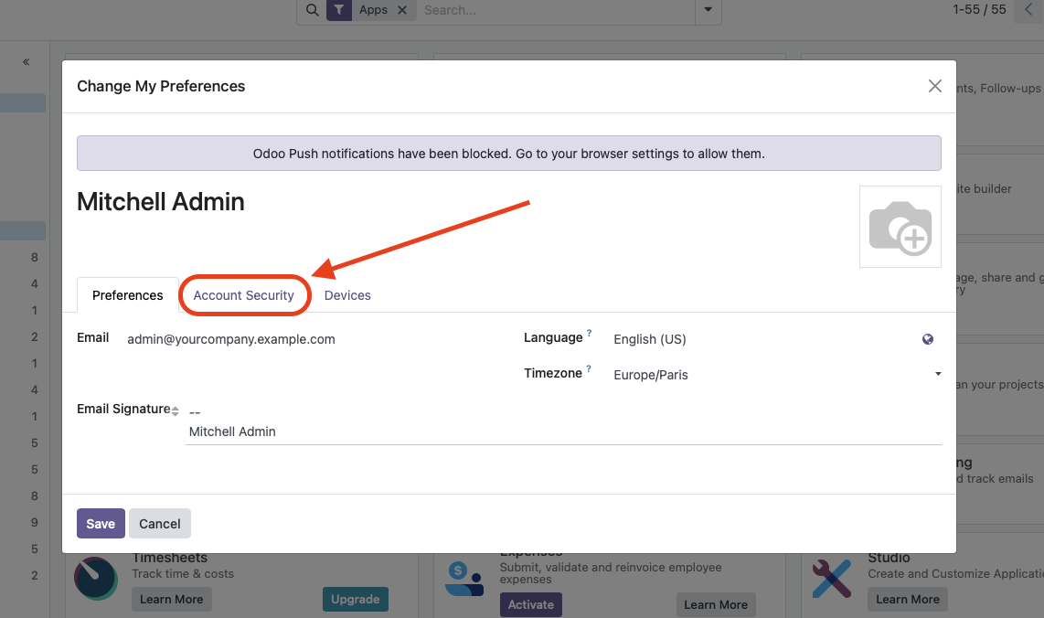 Change password picture tutorial step 2